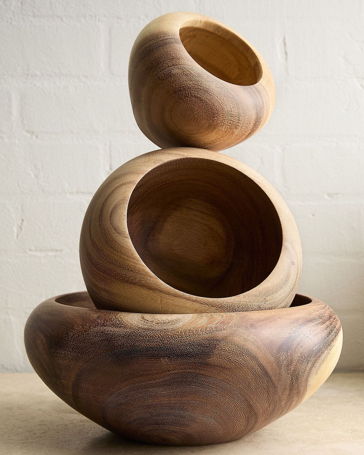 Carved Wood Centerpiece Bowls