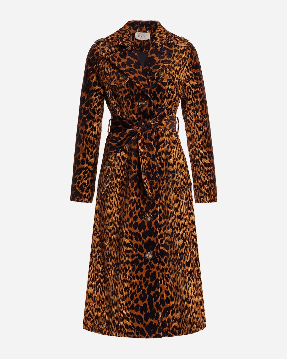 Karlie Animal-Print Cotton Trench Coat