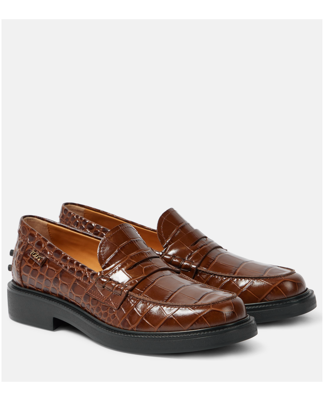 Croc-Effect Penny Loafers