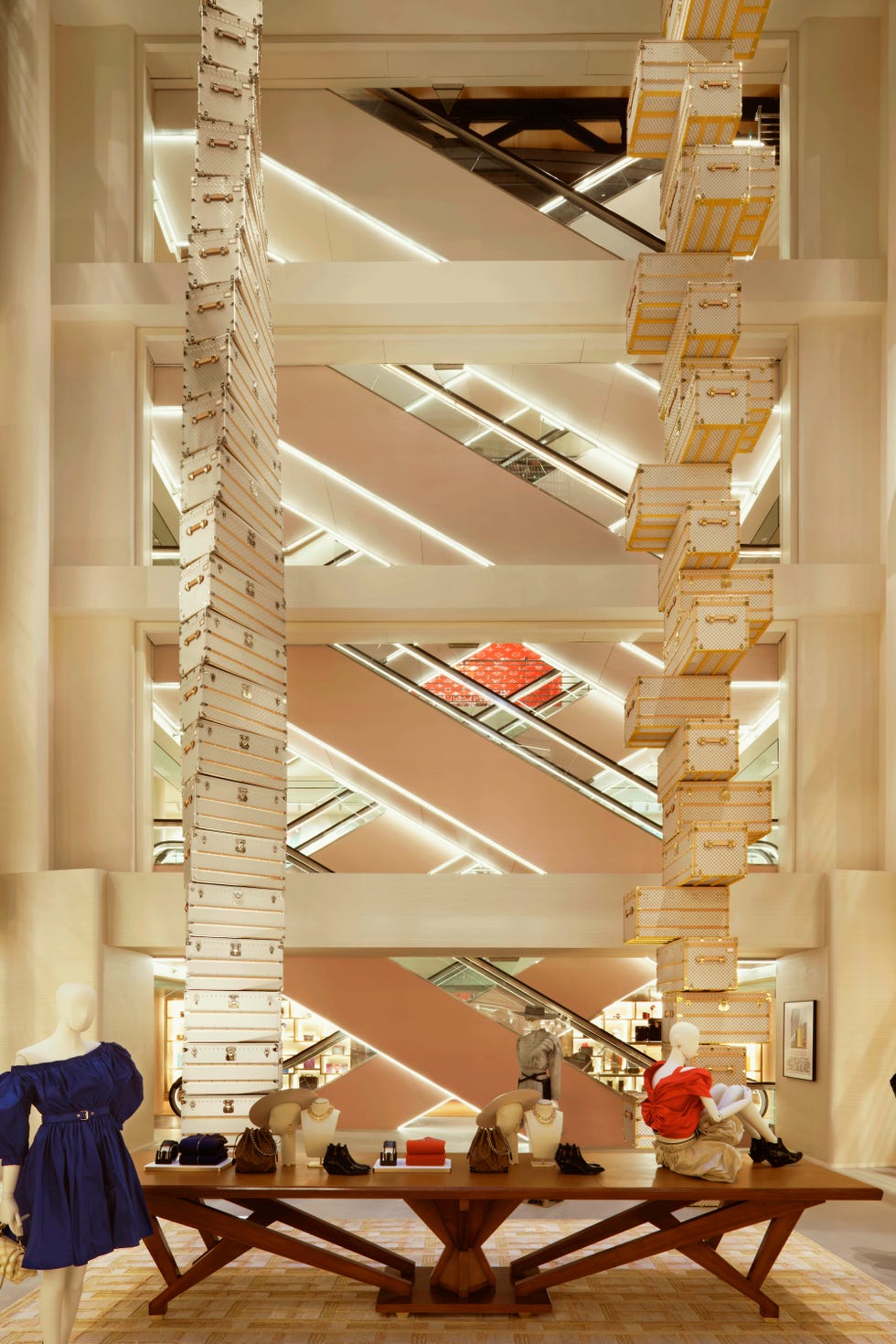 an art installation in the louis vuitton store