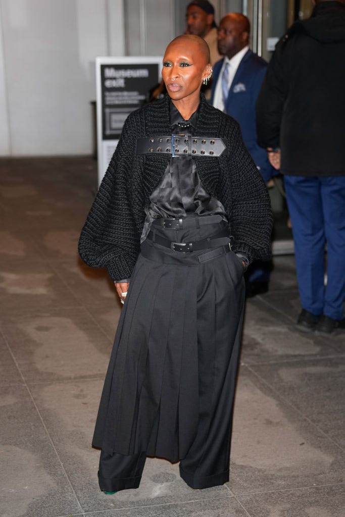 cynthia erivo arrives at the premiere of "wicked" on november 14, 2024 in new york city