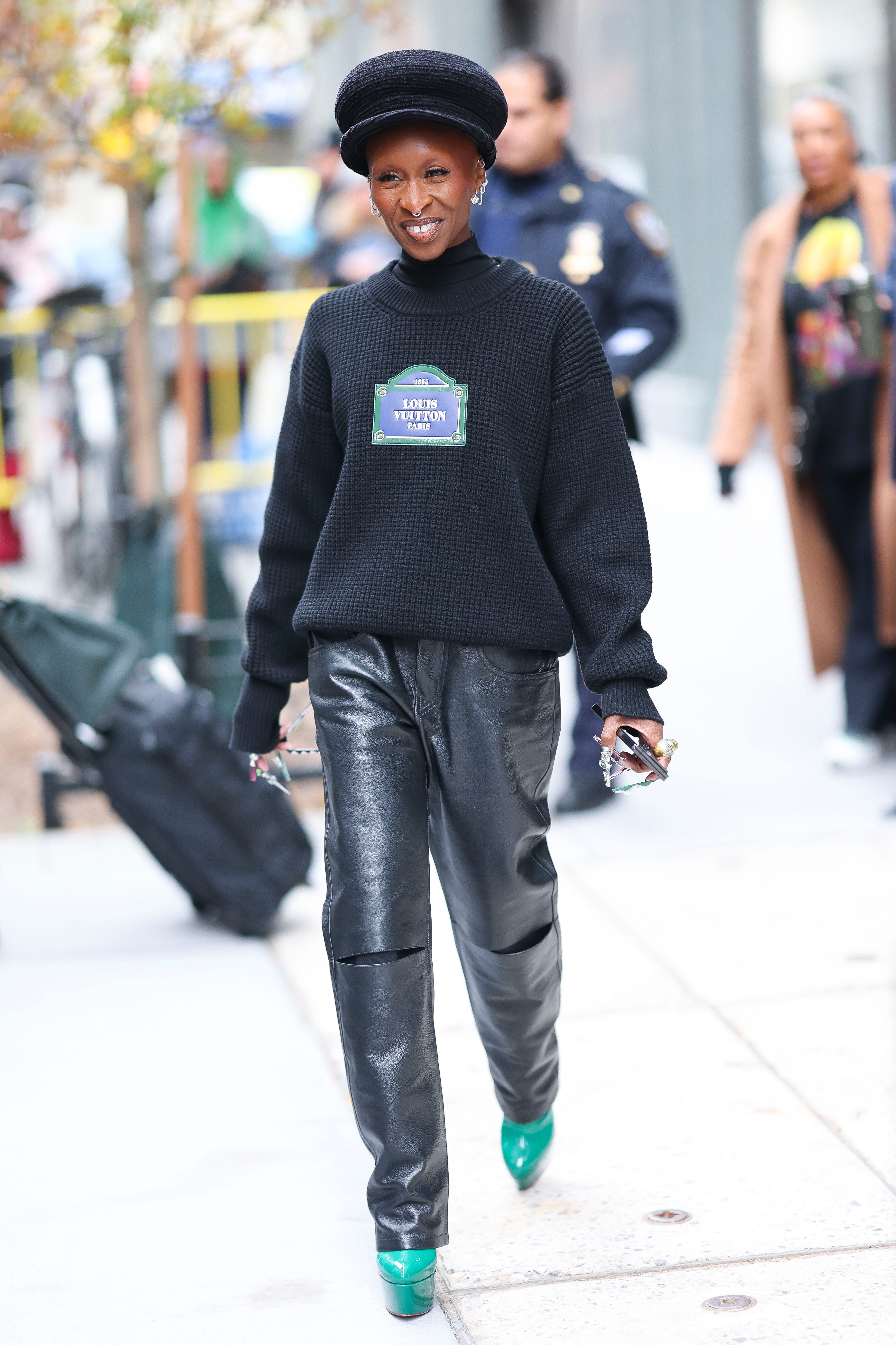 cynthia erivo is seen in hudson square on november 14, 2024 in new york city