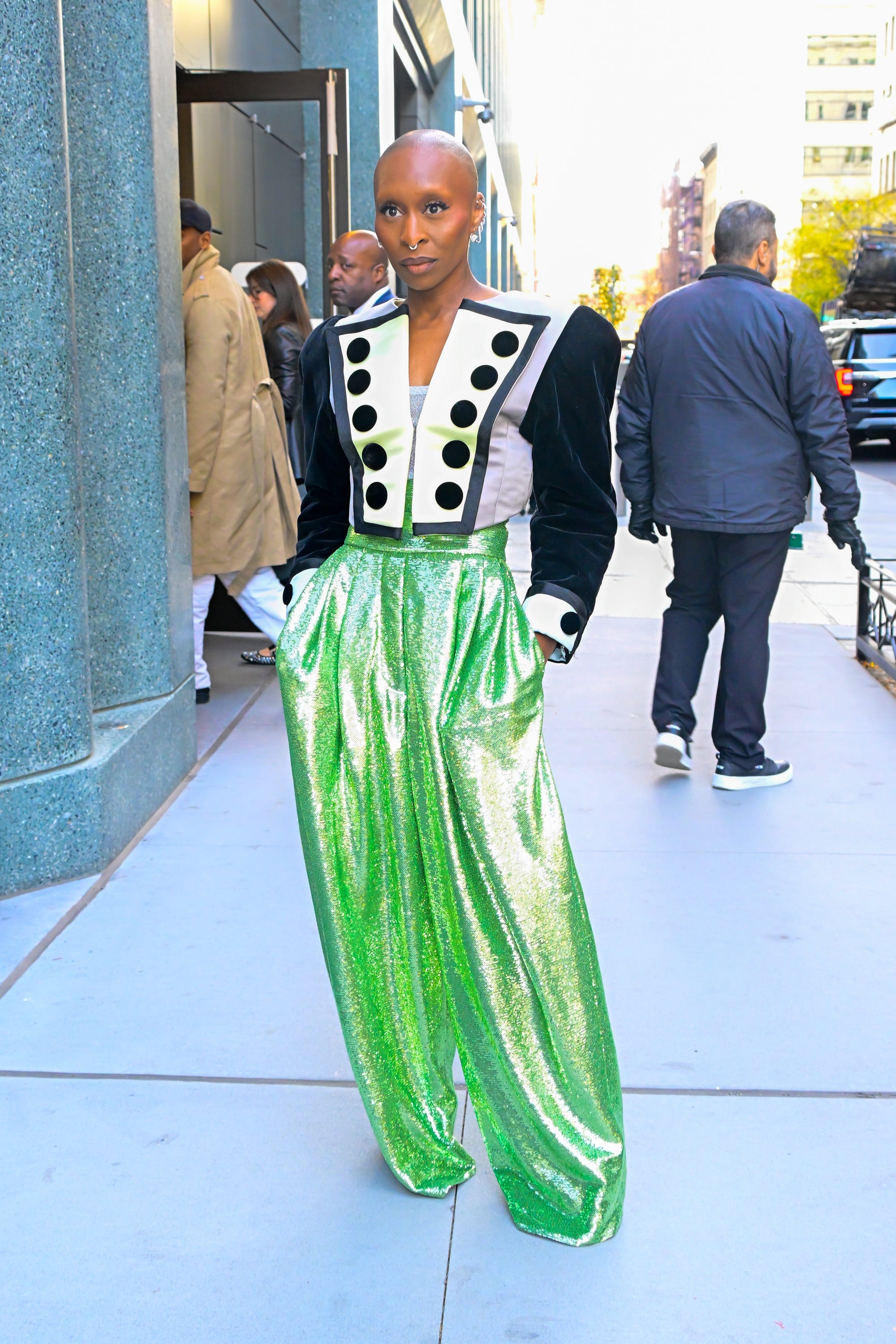 cynthia erivo is seen outside "abc studio" on november 14, 2024 in new york city