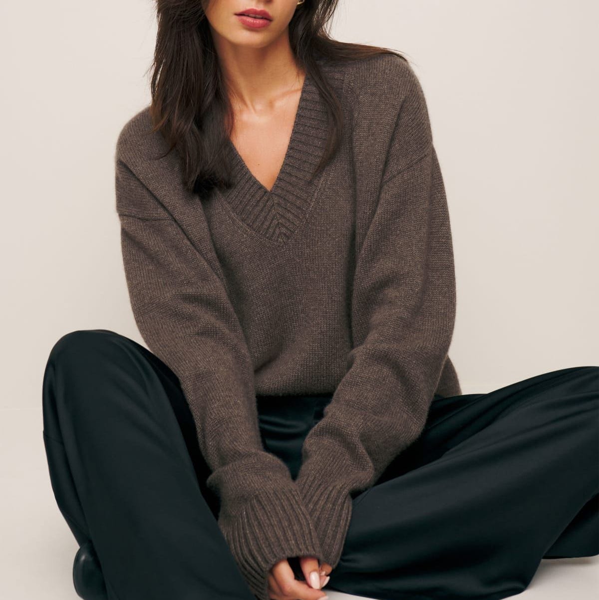 Jadey Cashmere Oversized V-Neck Sweater