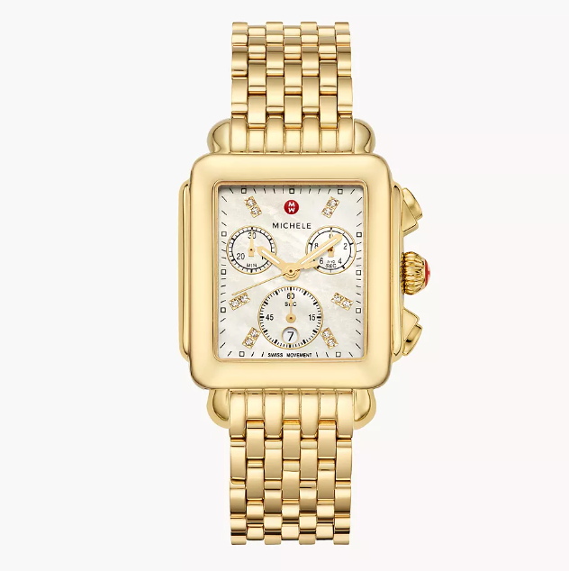 Deco 18K Gold-Plated Diamond Dial Watch