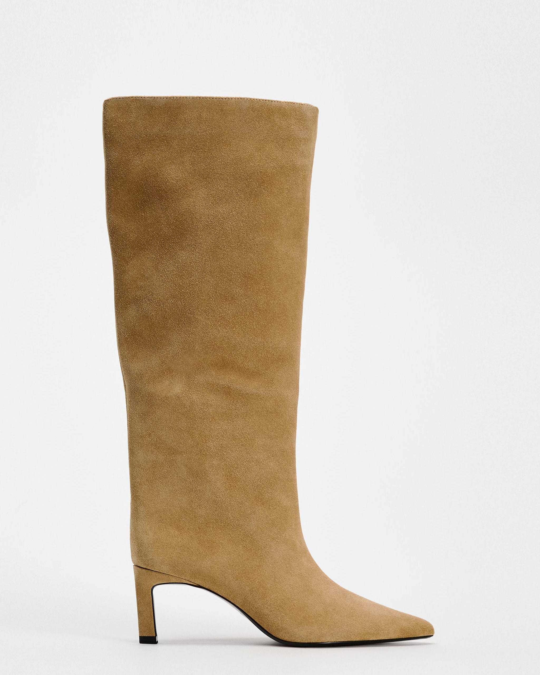 Heeled Suede High Knee Boots