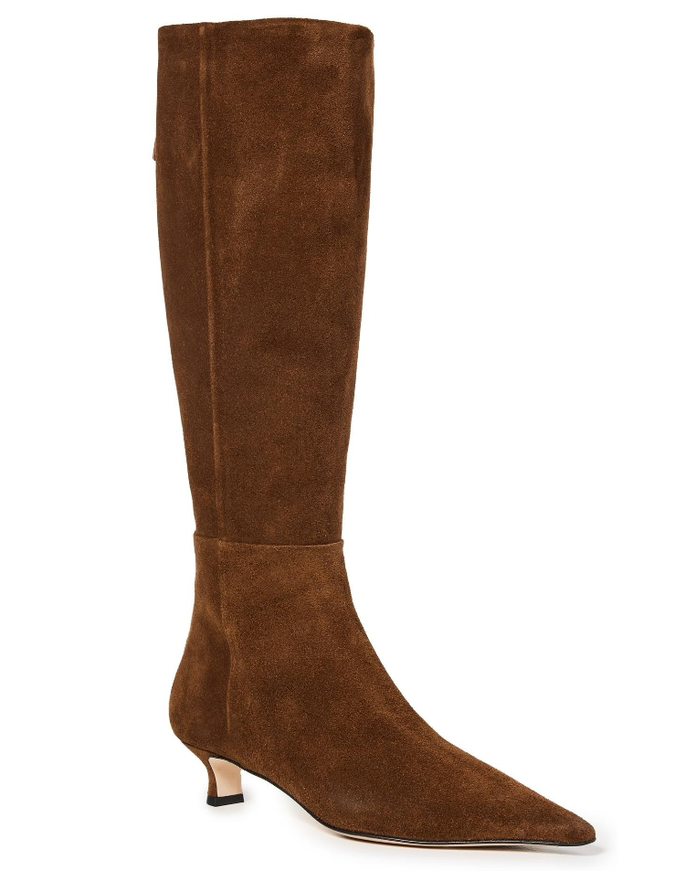 Zazie Cow Suede Leather Brown Boots