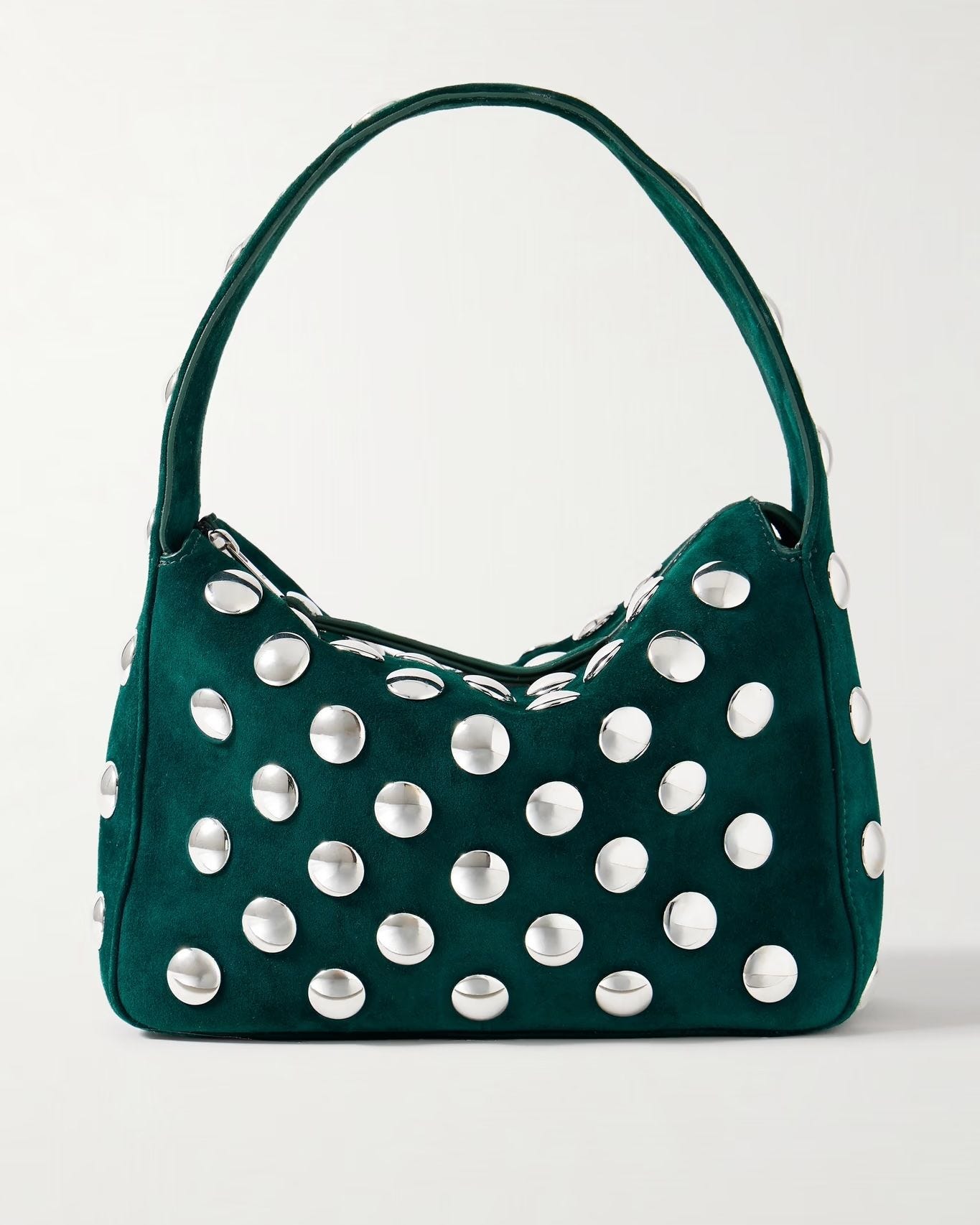 Elena Small Studded Suede Top-Handle Bag