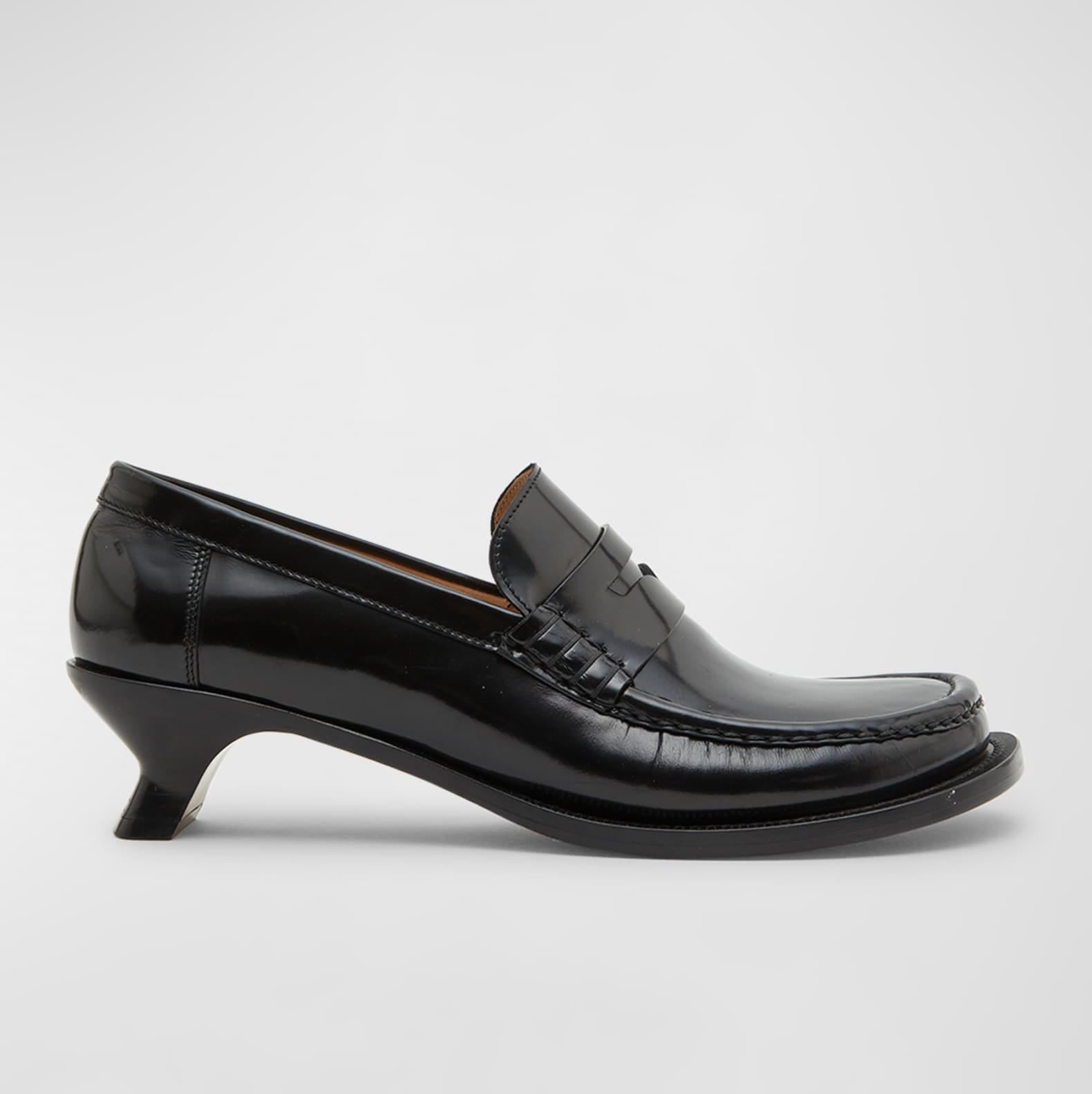 Terra Leather Kitten-Heel Penny Loafers