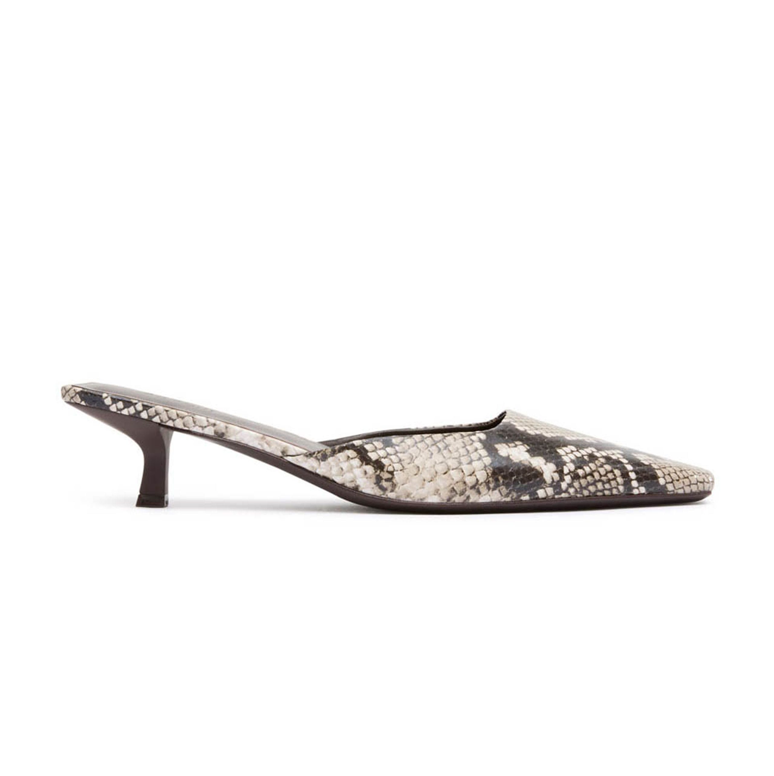 Mira Snake-Effect Embossed Leather Mules